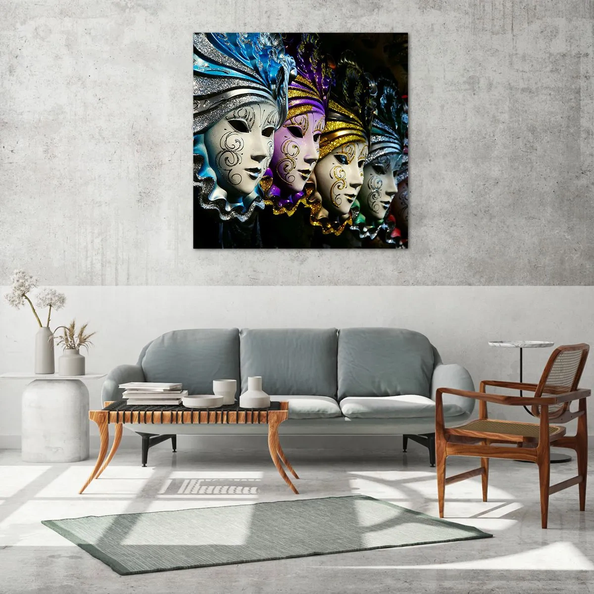 Glastavla - Bild på glas - Hemlighet i guld och i silver - 60x60 cm