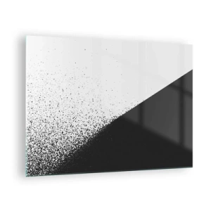 Glastavla - Bild på glas - En minimalistisk komposition i svartvitt med en sönderfallseffekt - 70x50cm - Snabbare, mer - Modern väggdekoration för vardagsrum och sovrum ARTTOR