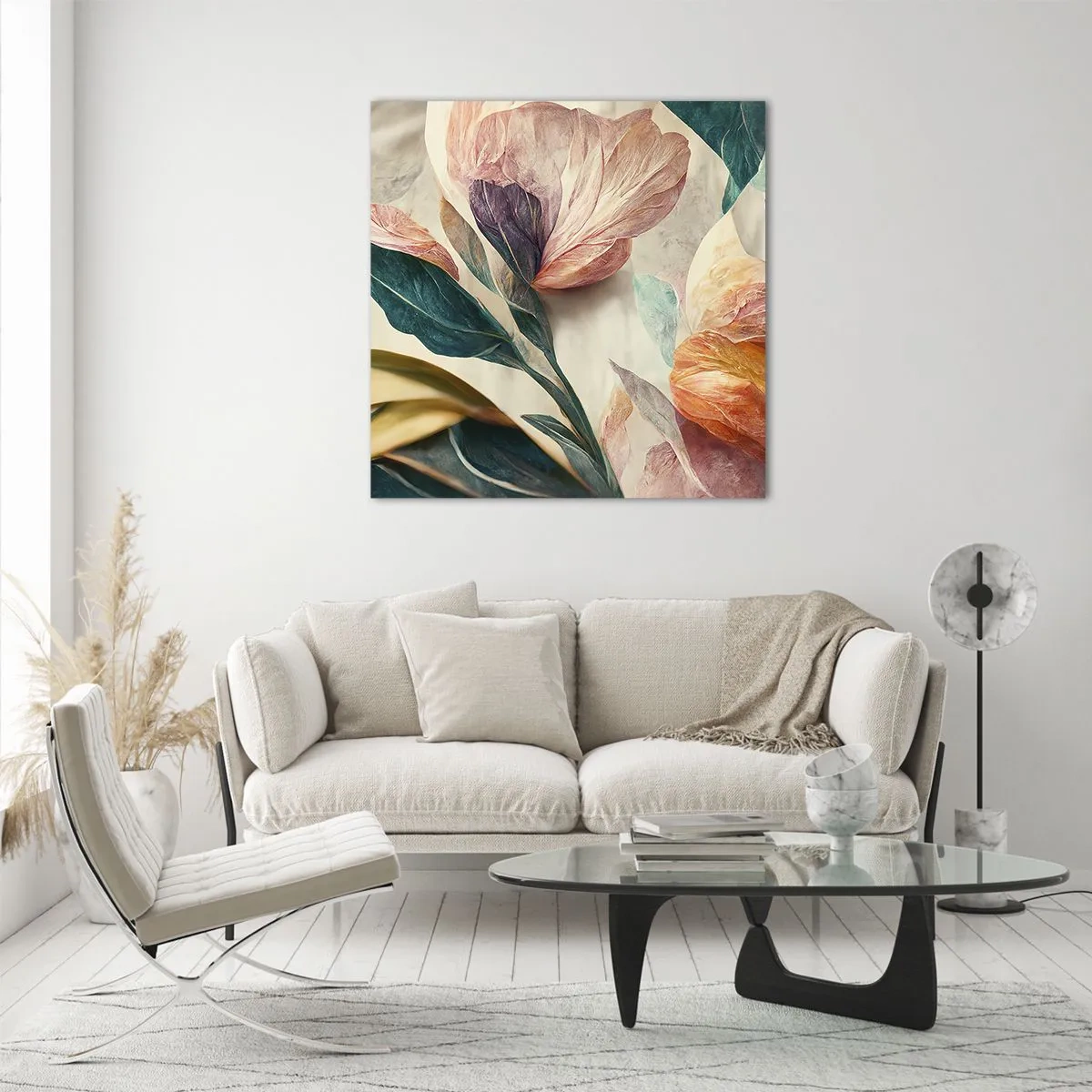 Glastavla - Bild på glas - Blommor av de södra öarna - 60x60 cm