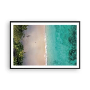 Affisch i svart ram - En strand i paradiset - 91x61 cm