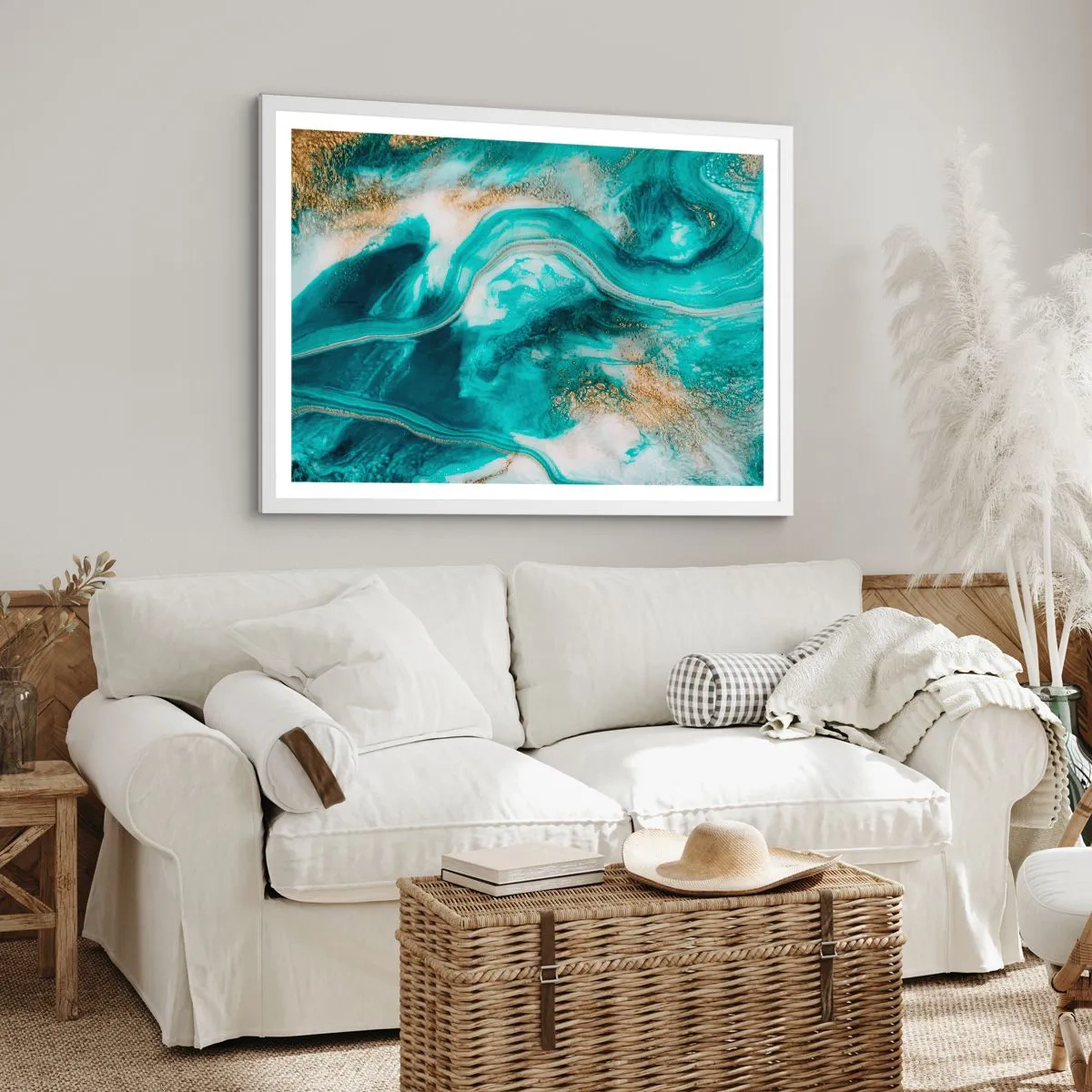 Affisch i vit ram - Guldflod - 100x70 cm