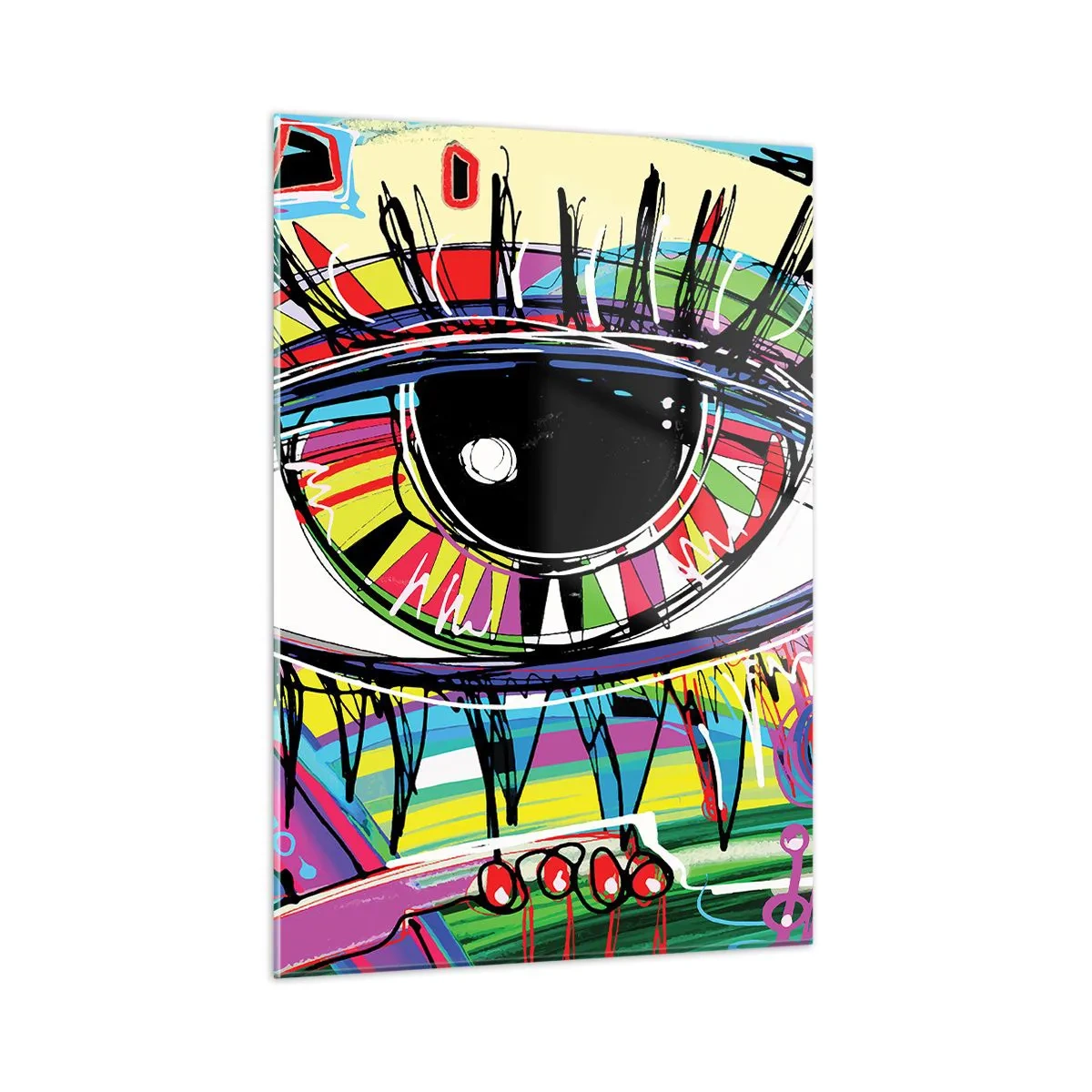 Glastavla - Bild på glas - Färgglatt öga - färgglad själ - 50x70 cm