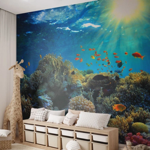Självhäftande Fototapet Deluxe Sticker - Undervatenskatter - korallrev, Hav, Maritim - 450x315 cm