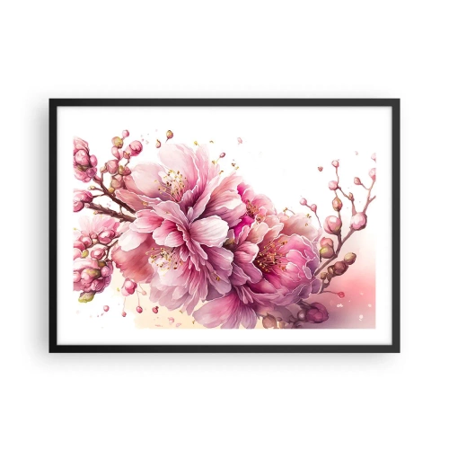 Affisch i svart ram - Blommande körsbärsblomma - 70x50 cm