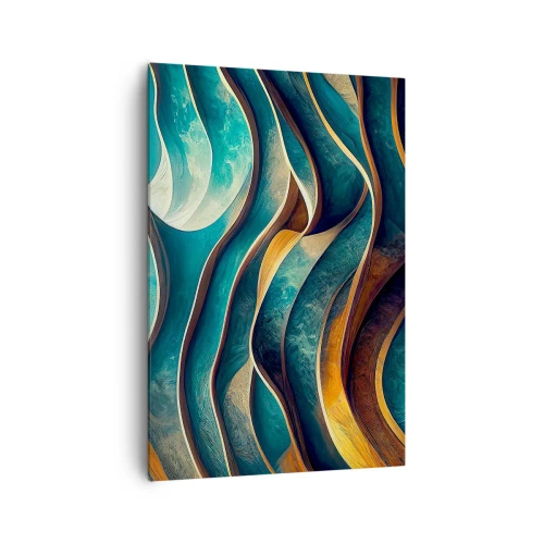 Canvastavla - Bild på duk - Meandrar av blått - 70x100 cm