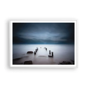 Affisch i vit ram - Fundersam sjö - 100x70 cm