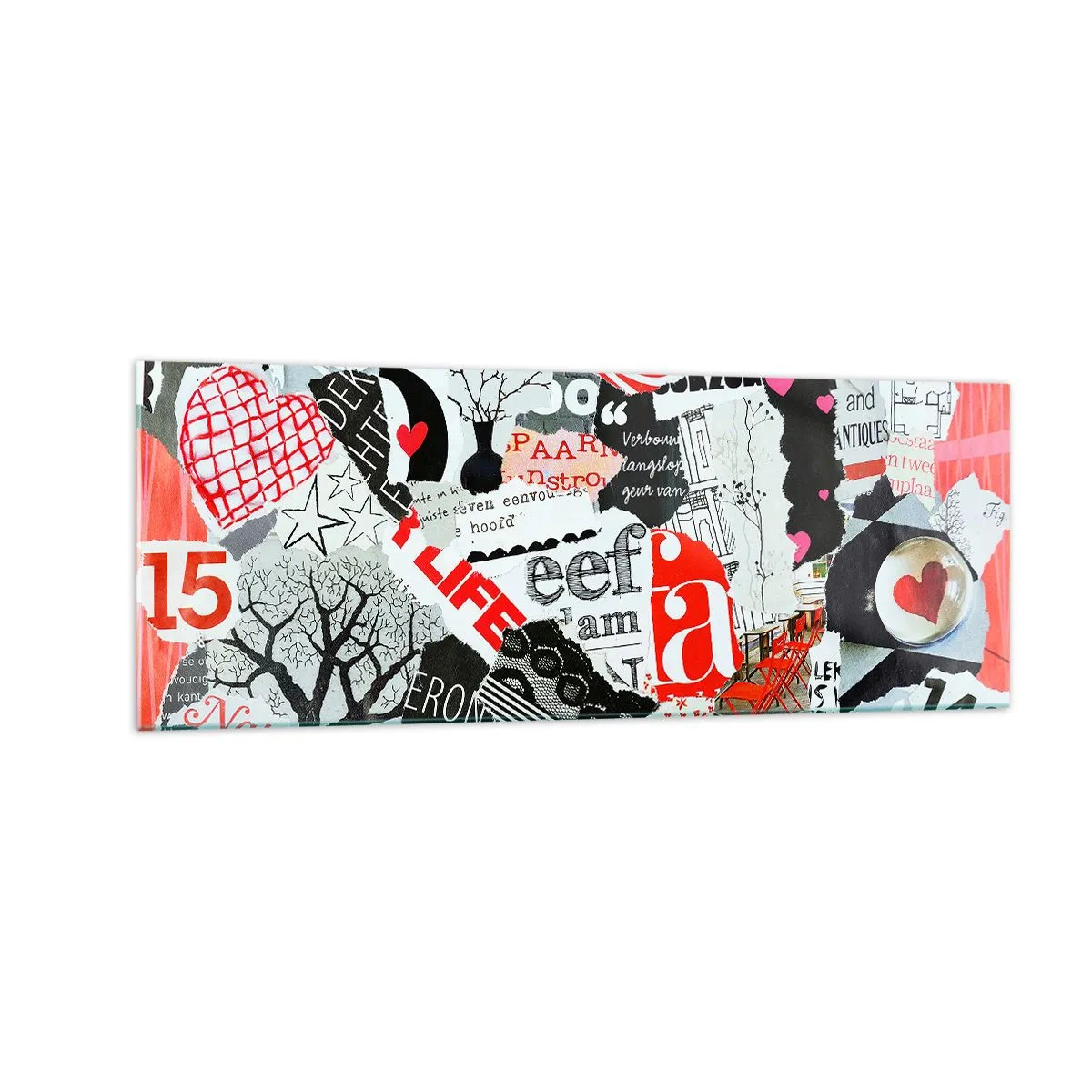 Glastavla - Bild på glas - Hipster collage - 140x50 cm