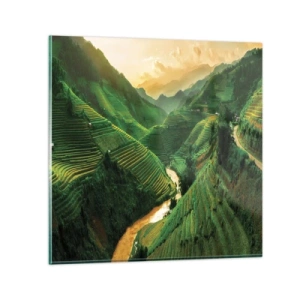 Glastavla - Bild på glas - Vietnamesisk dal - 70x70 cm