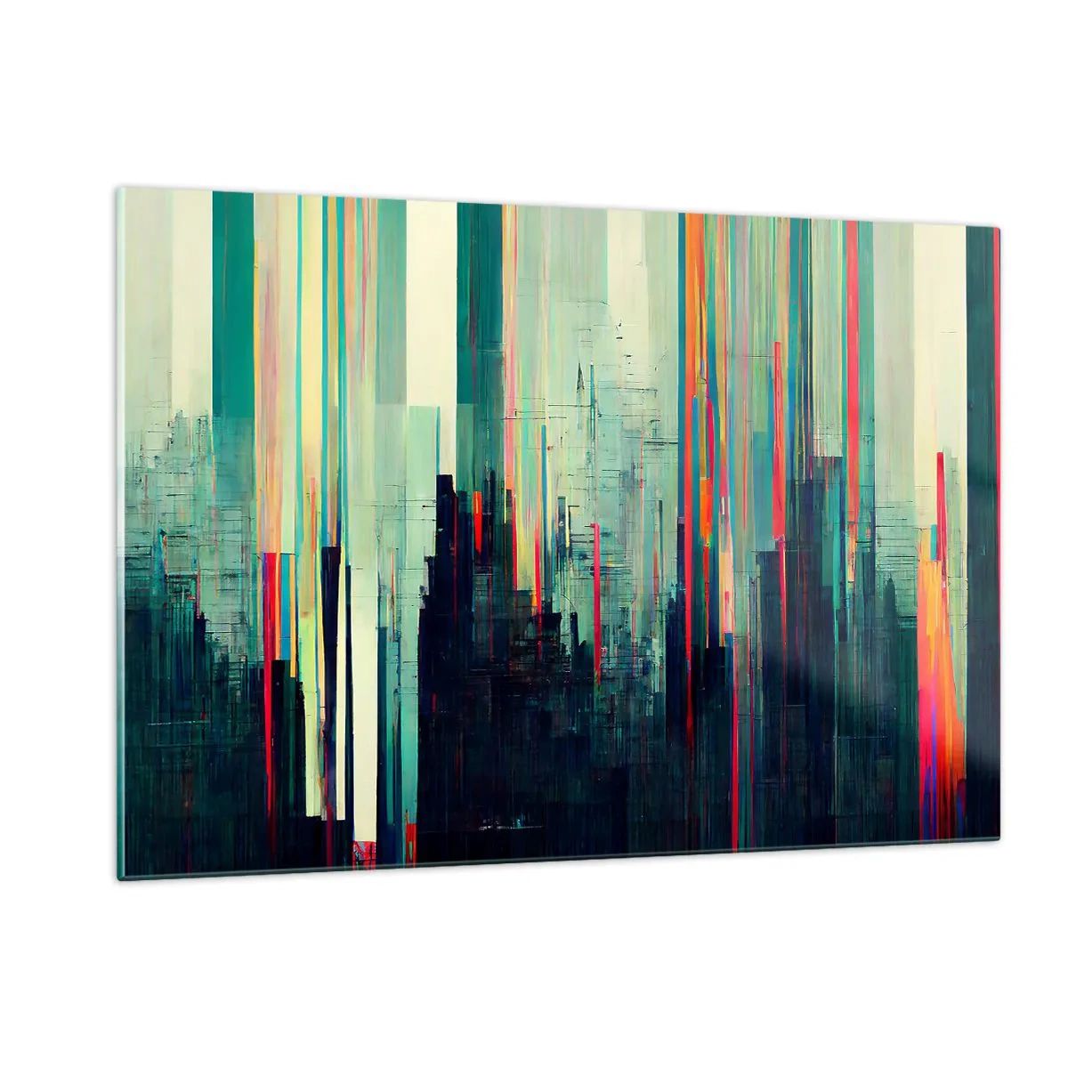 Glastavla - Bild på glas - Futuristisk stad - 120x80 cm