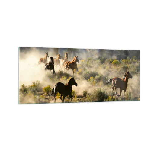 Glastavla - Bild på glas - Tävlande - frihet eller manlig styrka? - 100x40 cm