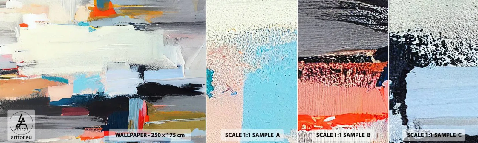 Provbit av självhäftande fototapet Deluxe Sticker - Finns det någon metod? - Modern, Färger, Minimalistisk - 100x30 cm