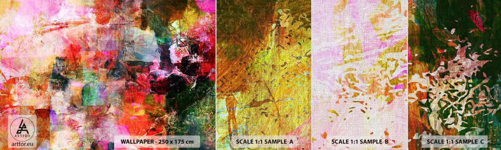 Provbit av fototapet Premium Canvas - En resa genom det rosa - Abstraktion, Bit, Grafik - 100x30 cm