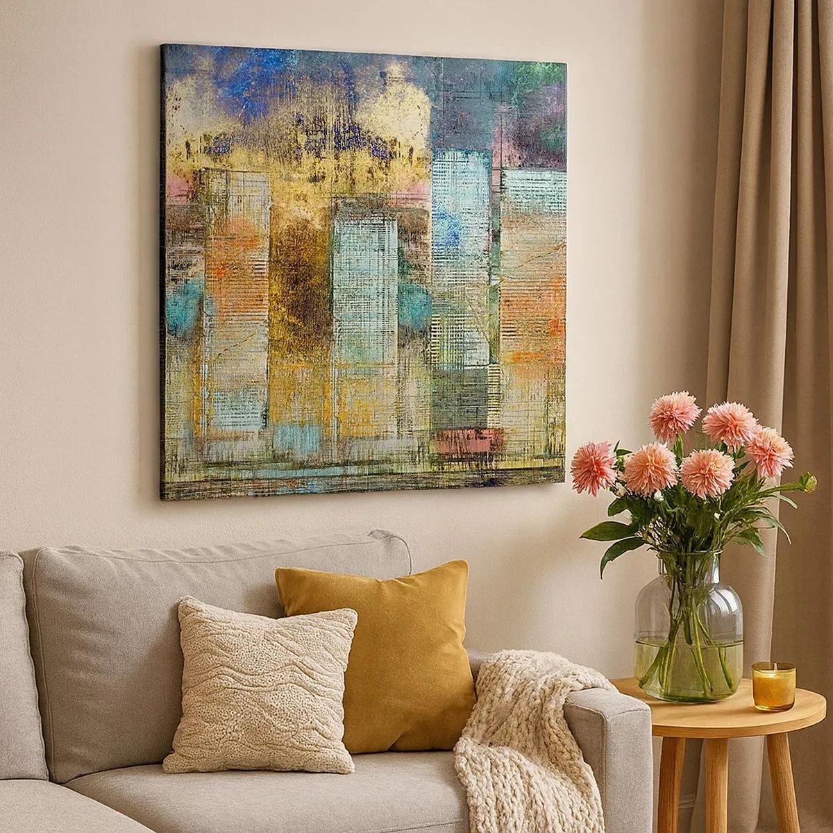 Canvastavla - Bild på duk - Solig metropol - 30x30 cm