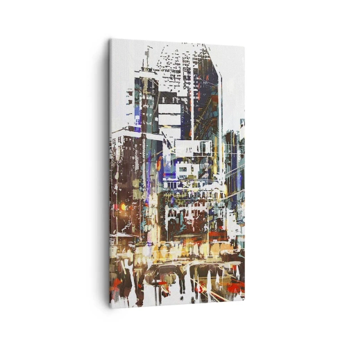 Canvastavla - Bild på duk - Blinkande stad - 45x80 cm