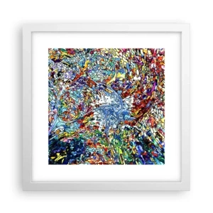 Affisch i vit ram - Glasmålning - droppar  - 30x30 cm