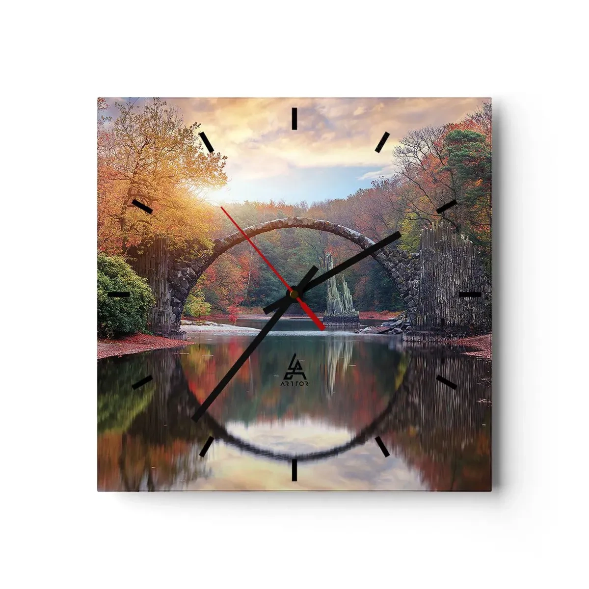 Väggklocka - Klocka på glas - På andra sidan av spegeln - 30x30 cm