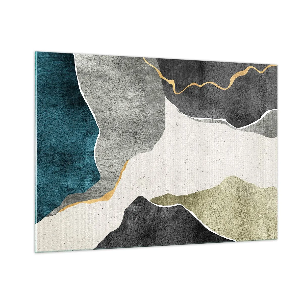 Glastavla - Bild på glas - Mosaikkomposition med en guldtråd - 100x70 cm