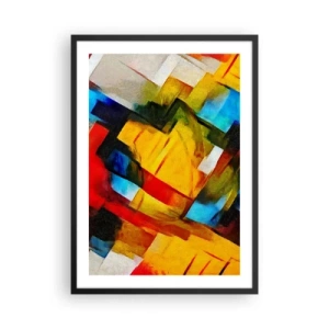 Affisch i svart ram - Abstrakta geometriska former i intensiva färger - 50x70cm - Färgmix - Modern väggdekoration för vardagsrum och sovrum ARTTOR