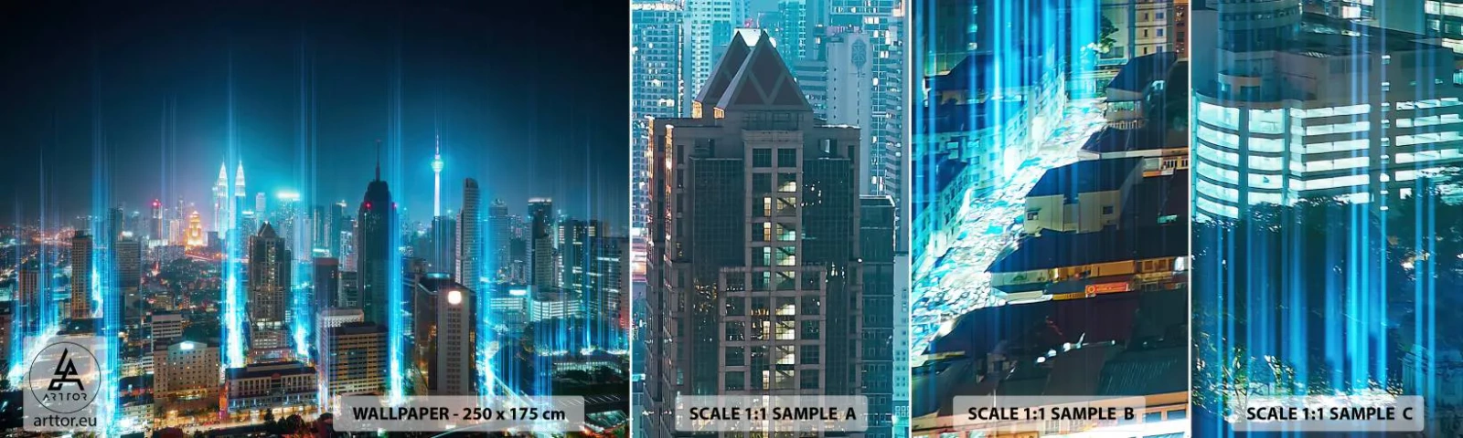 Provbit av självhäftande fototapet Deluxe Sticker - Himmelsfärd på berlinskt sätt - Stad, Arkitektur, Resor - 100x30 cm