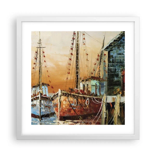 Affisch i vit ram - Lugn hemresa - 40x40 cm