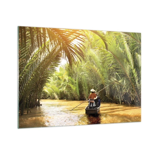 Glastavla - Bild på glas - Genom en palmravin - 100x70 cm