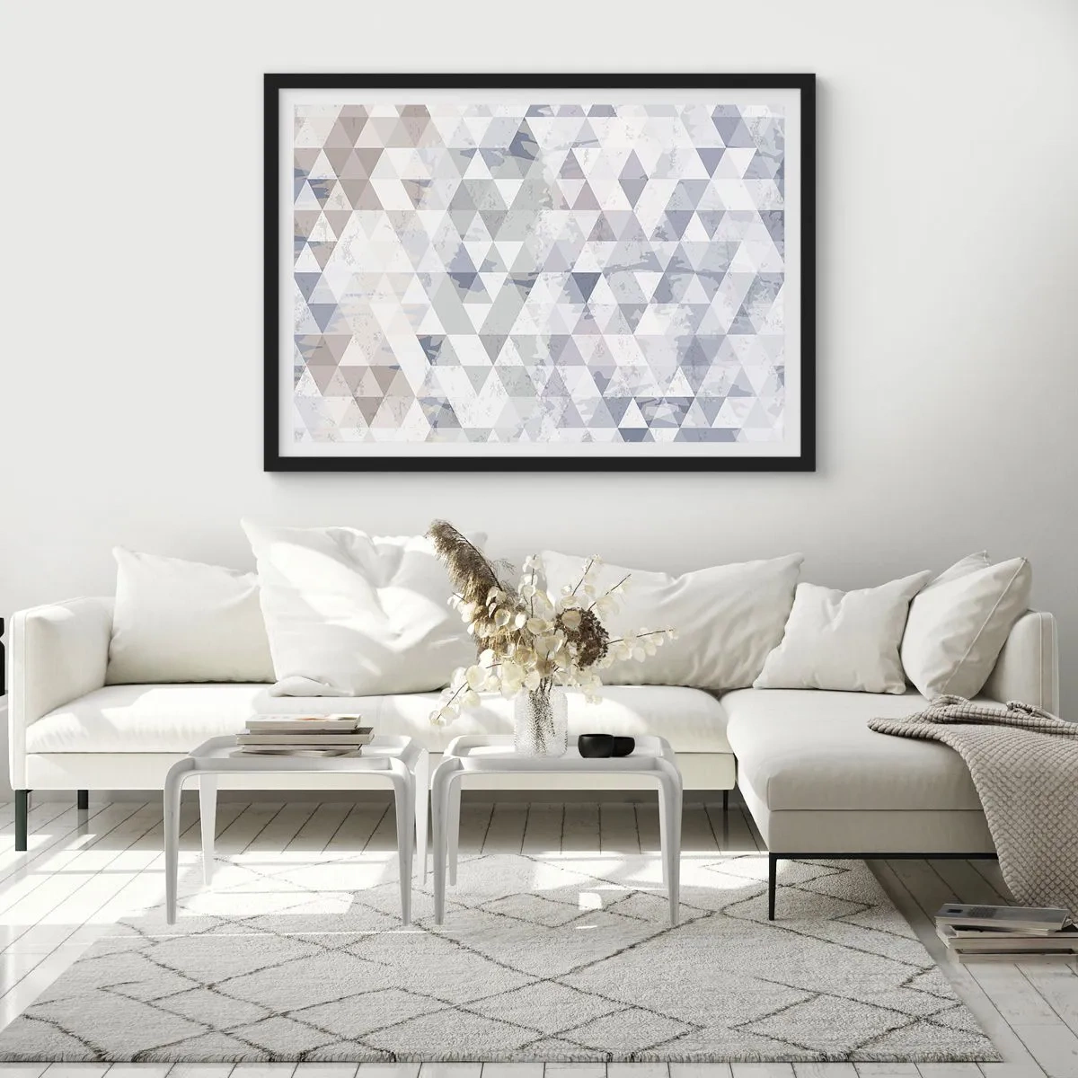 Affisch i svart ram - Trianglar - 40x30 cm