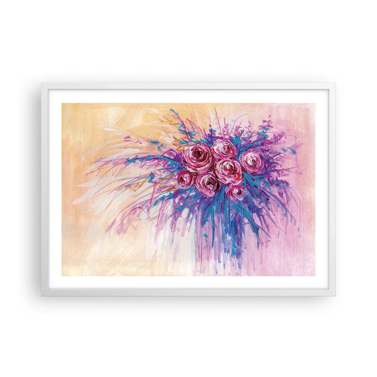 Affisch i vit ram - Rosfontän - 70x50 cm