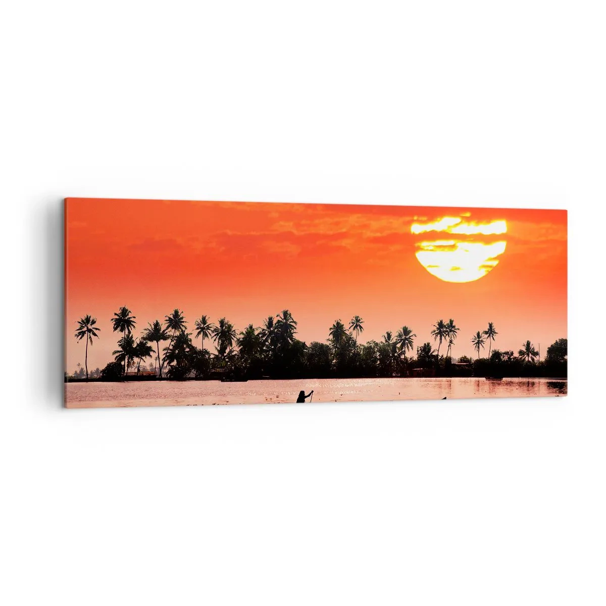 Canvastavla - Bild på duk - Tropiskt lugn vid solnedgången - 140x50 cm