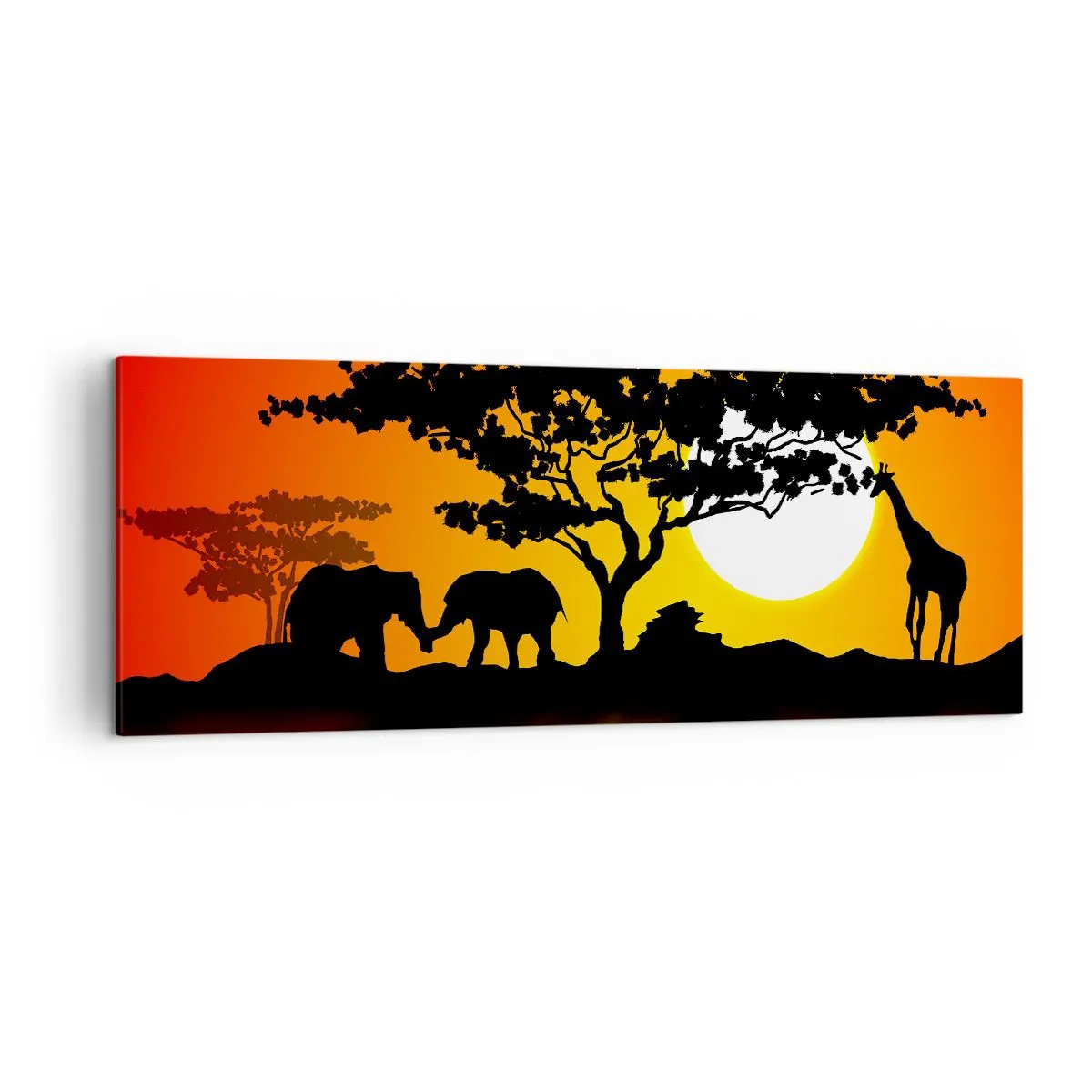 Canvastavla - Bild på duk - Ett möte ute i savannen - 140x50 cm