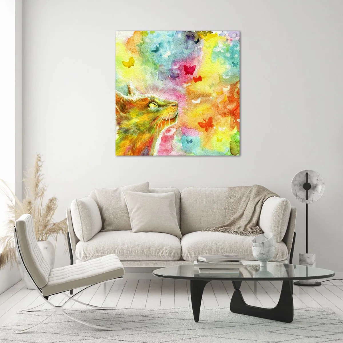 Glastavla - Bild på glas - I kattparadiset - 30x30 cm