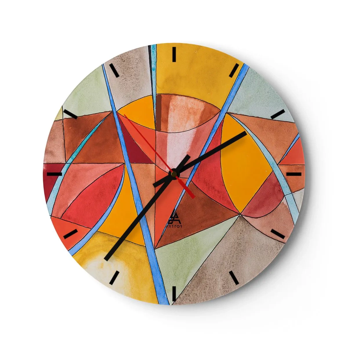 Väggklocka - Klocka på glas - Abstrakta geometriska mönster i livfulla färger - 30x30cm - Karusell, drömmarnas karusell - Modern väggdekoration för vardagsrum, kök och sovrum ARTTOR