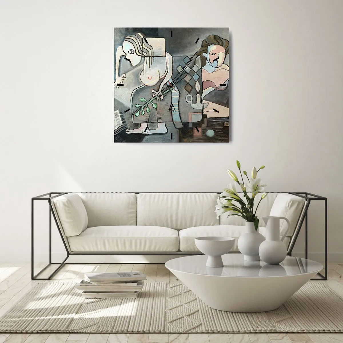 Väggklocka - Klocka på glas - Själens och materias mosaik - 40x40 cm