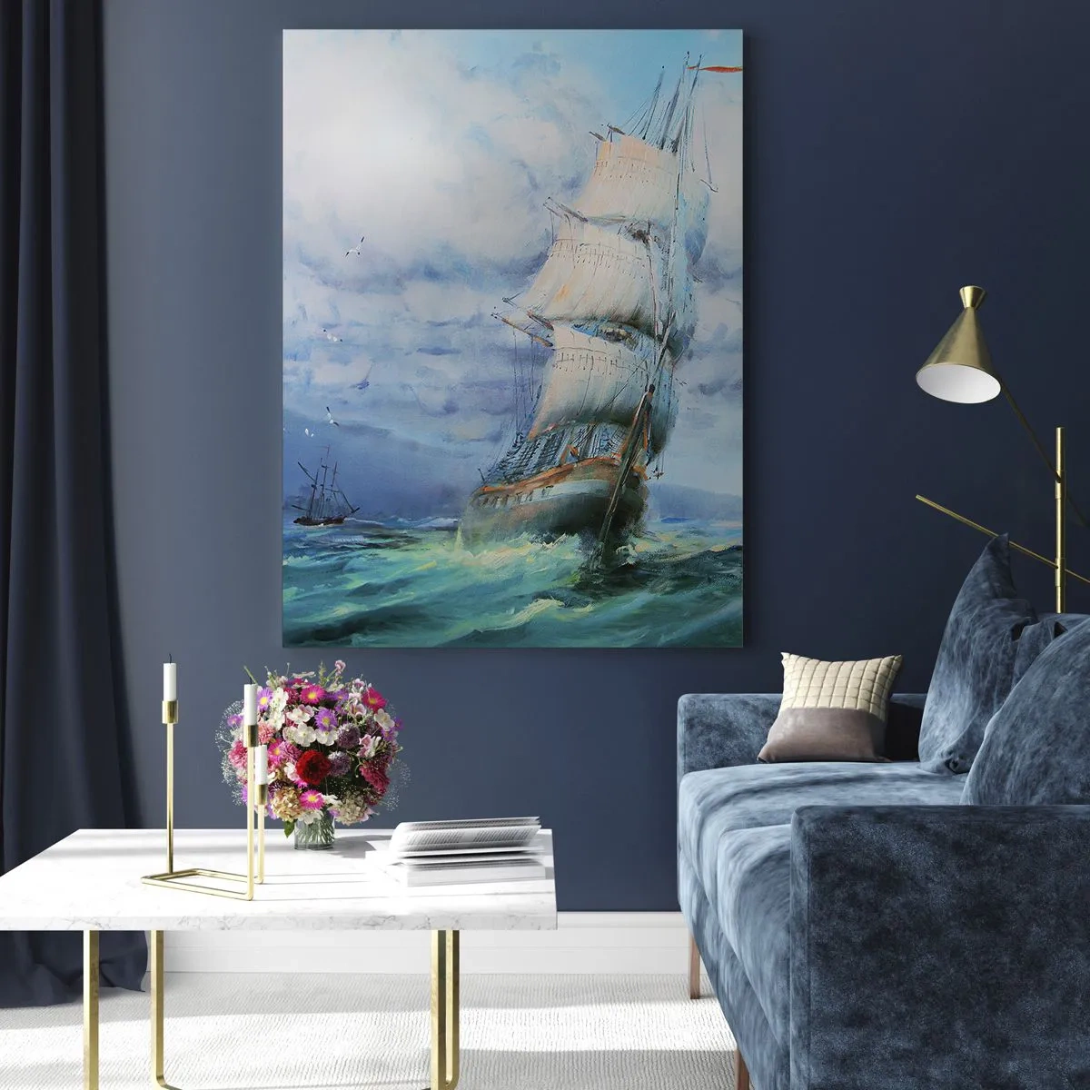 Glastavla - Bild på glas - Goda vindar - 50x70 cm