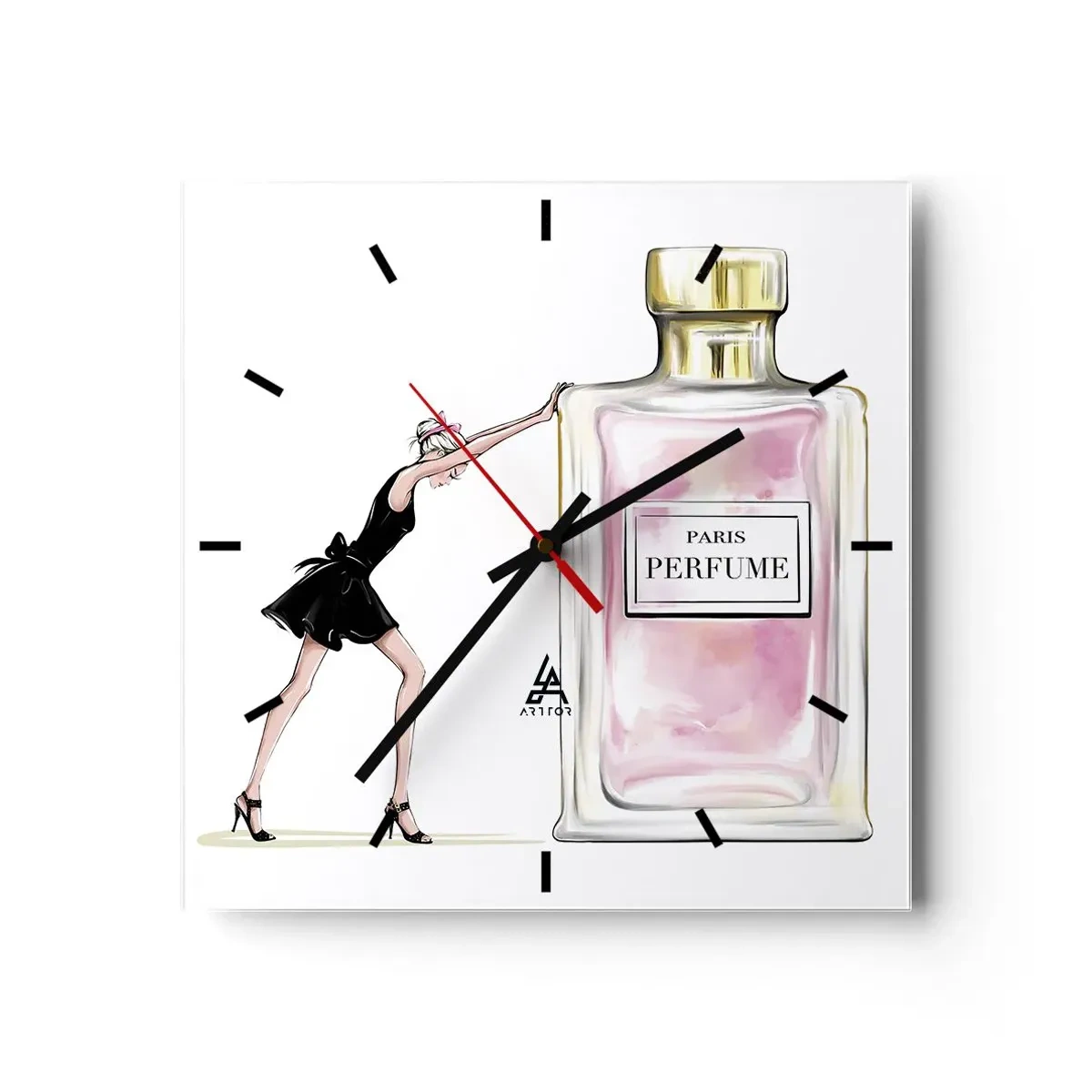 Väggklocka - Klocka på glas - Kvinnlighetens kärna - 40x40 cm