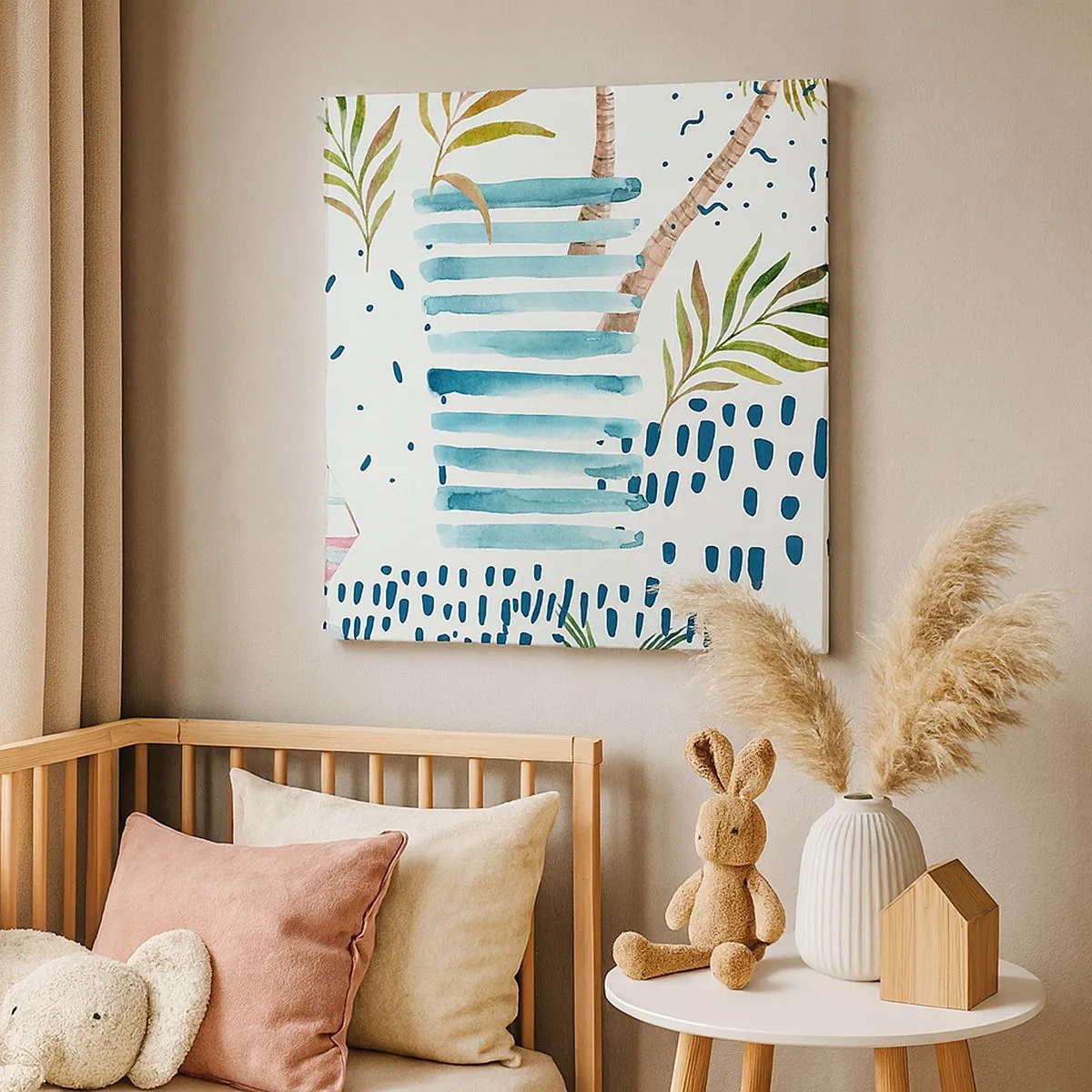 Canvastavla - Bild på duk - Semester under palmerna - 30x30 cm