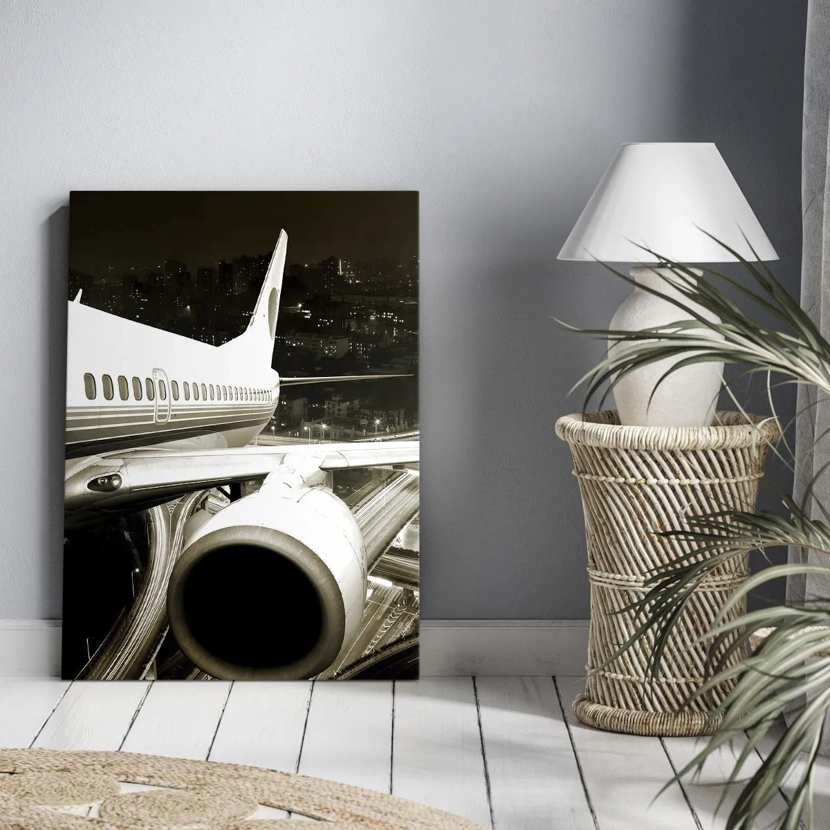 Canvastavla - Bild på duk - Lyfta upp i natten - 55x100 cm