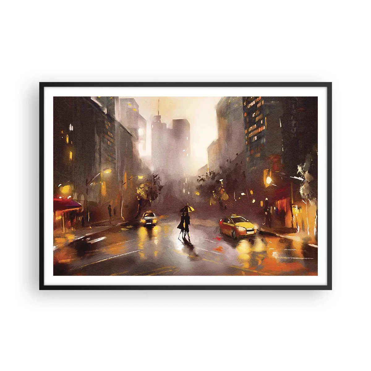 Affisch i svart ram - I New Yorks ljus - 100x70 cm