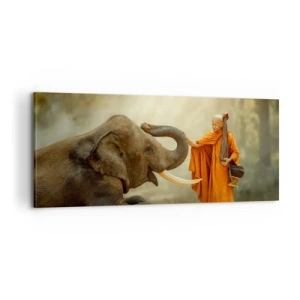 Canvastavla - Bild på duk - Ett möte under resan - 100x40 cm