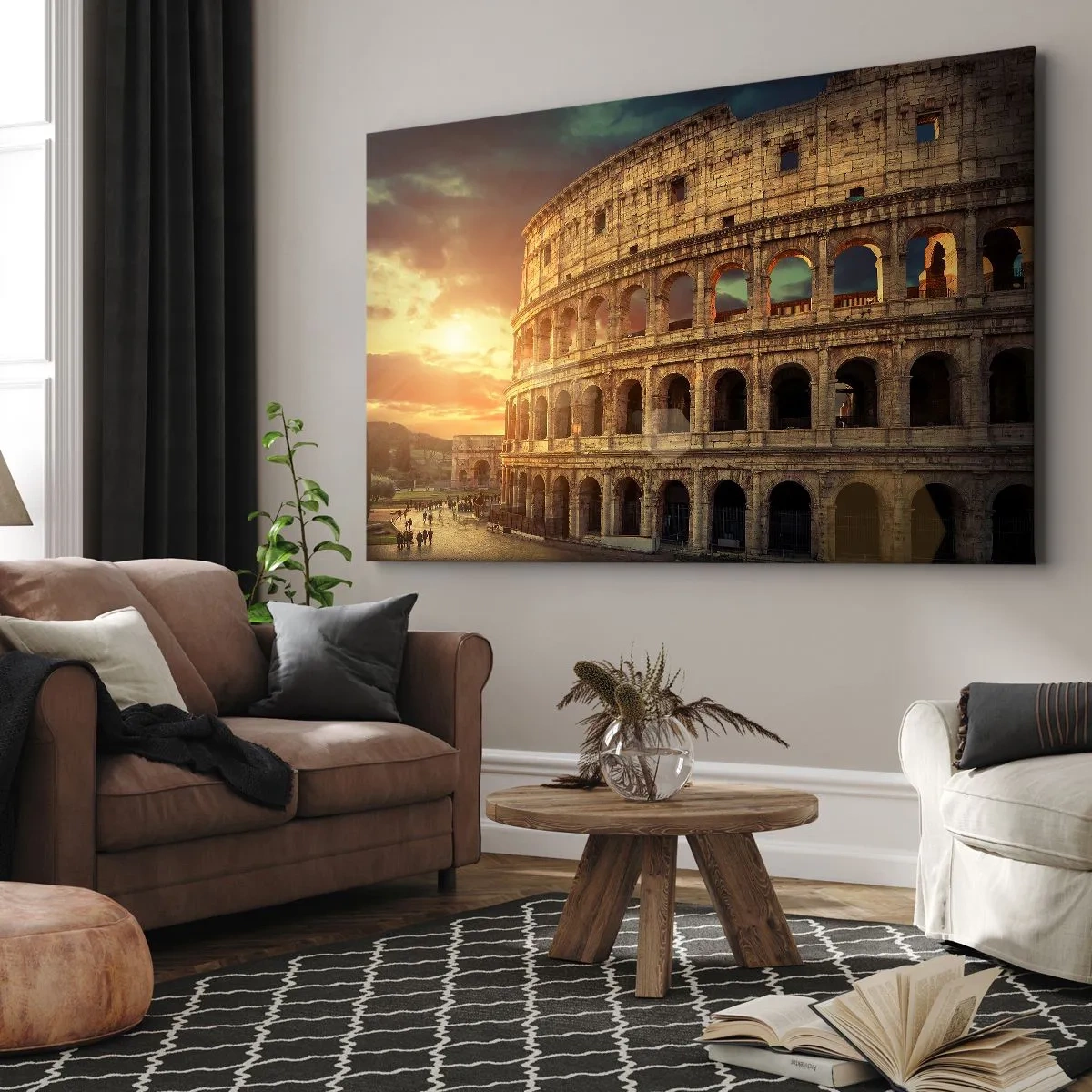 Canvastavla - Bild på duk - Colosseum i Rom vid solnedgången - 70x50cm - Kolossalt intryck - Modern väggdekoration för vardagsrum och sovrum ARTTOR