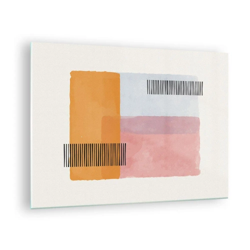 Glastavla - Bild på glas - Abstrakta rektanglar med linjer i minimalistisk stil - 70x50cm - Från hörna till hörna - Modern väggdekoration för vardagsrum och sovrum ARTTOR