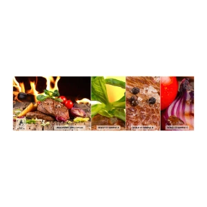 Fototapet Prov Standard Eco - Framtrollad med glöd - Gastronomi, biff, Flames of Fire - 100x30 cm