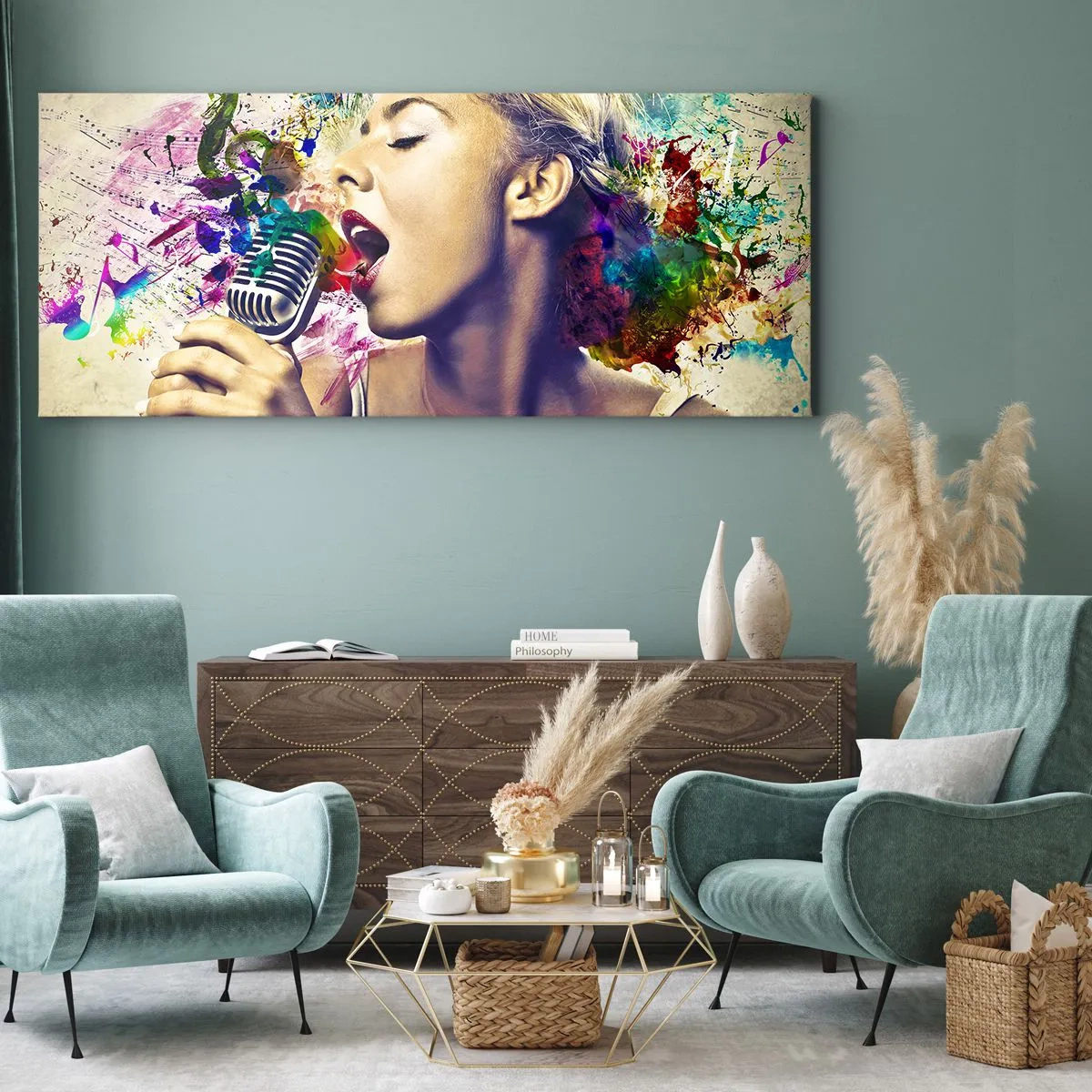 Canvastavla - Bild på duk - Måla världen med rösten - 90x30 cm
