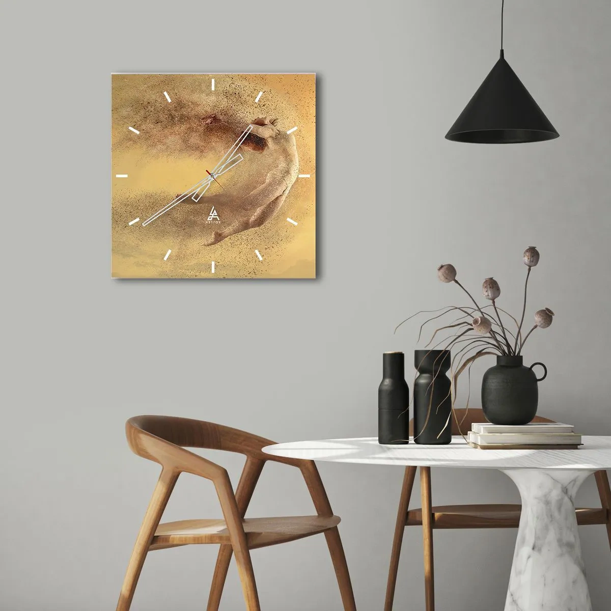 Väggklocka - Klocka på glas - Dansextas - 30x30 cm