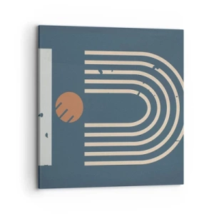 Canvastavla - Bild på duk - Geometri mot mörkblå bakgrund - 70x70 cm