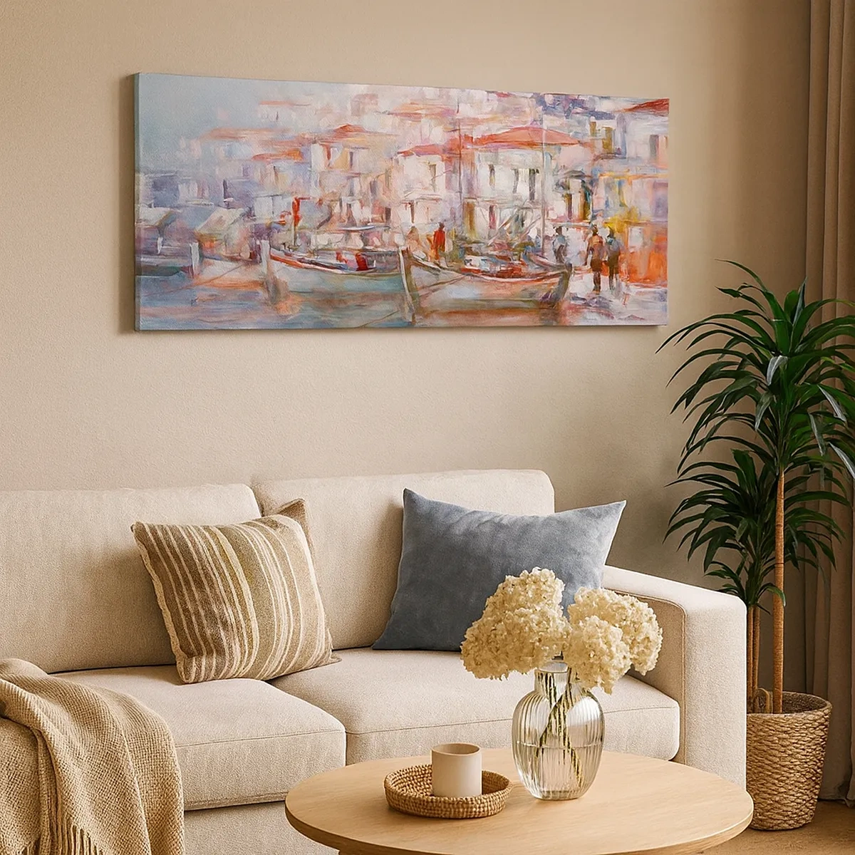 Canvastavla - Bild på duk - Pastellfärgad semester - 30x30 cm