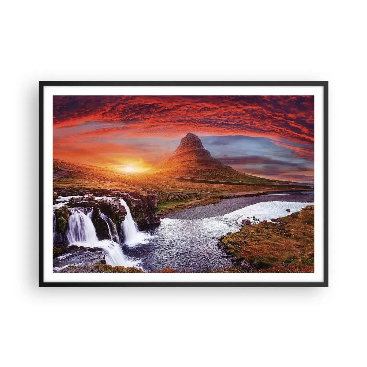Affisch i svart ram - Utsikt över Midgård - 100x70 cm