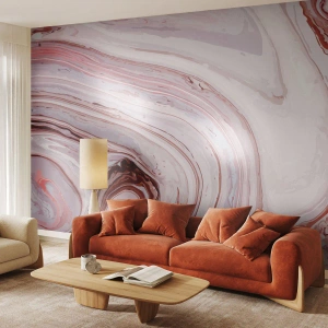Fototapet Standard Eco - Abstrakt marmor i nyanser av rosa och vitt - 100x70cm - Rakt fram, sedan neråt åt höger - Modern väggdekoration för vardagsrum och sovrum ARTTOR