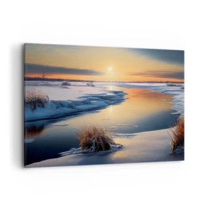 Canvastavla - Bild på duk - Vintersolnedgång - 120x80 cm