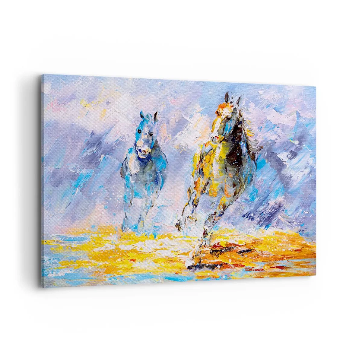 Canvastavla - Bild på duk - Galopp genom skenet - 100x70 cm