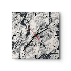 Väggklocka - Klocka på glas - Motsatsernas interpenetration - 30x30 cm